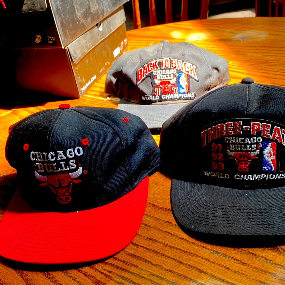 Lightly worn Chicago Bulls championship ball caps